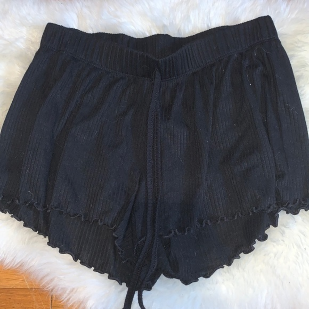 Love to young black lettuce trim shorts